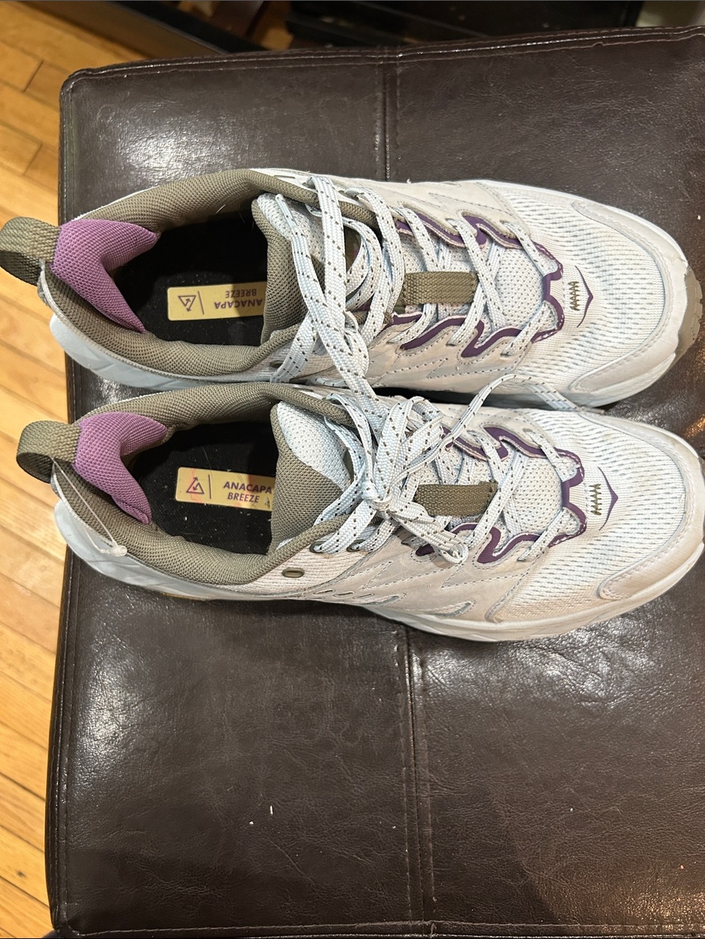 Hoka Women’s White Athletic Sneakers with Purple Accents
